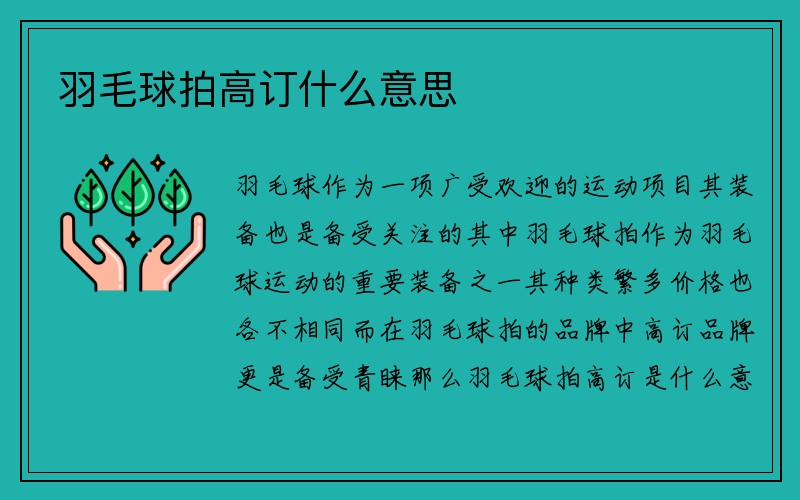 羽毛球拍高订什么意思